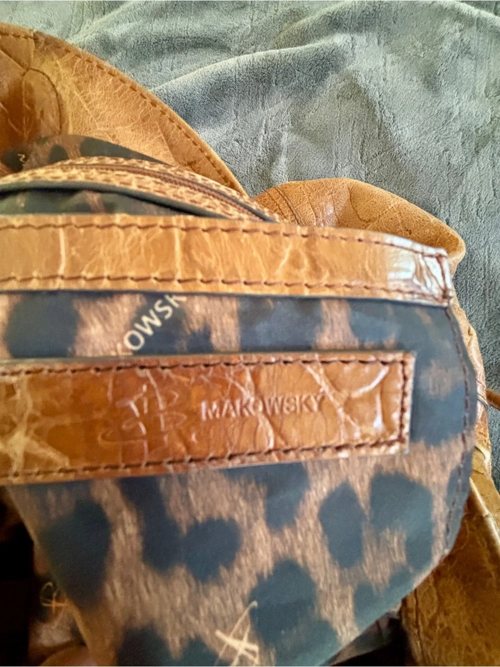 Makowsky Alligator Embossed Leather Tote Bag Cognac